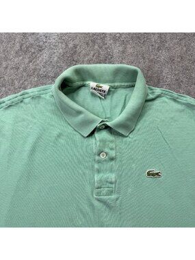 Lacoste Polo Shirt Men 7 Green Solid Short Sleeve Pique Knit